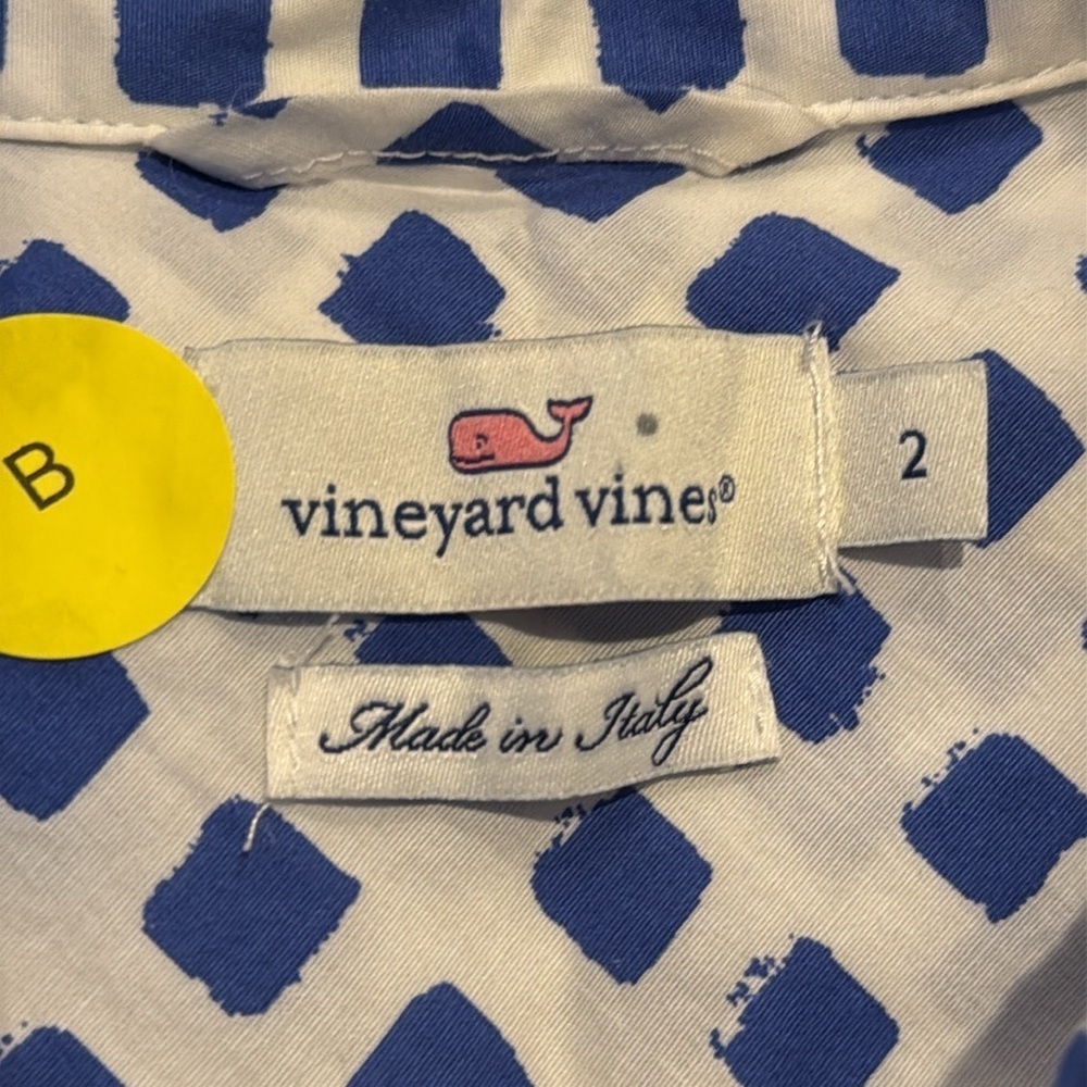 Vineyard Vines Women’s 2 Collared Sleeveless Midi Dress Square Pattern Button - Picture 6 of 8
